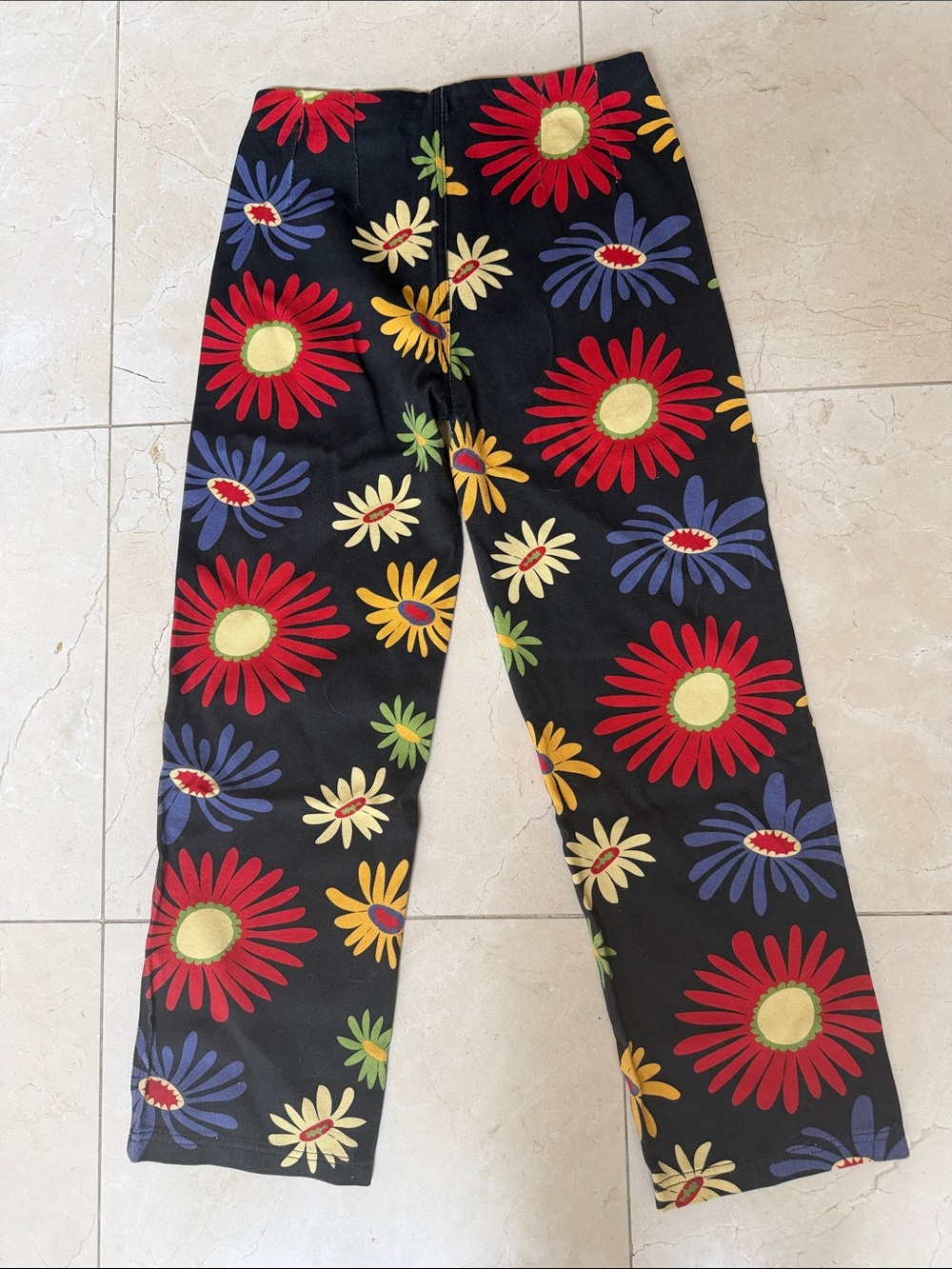 VRG GRL Retro Multicolor Daisy Floral Straight Leg Pants Size 10 - Picture 2 of 8